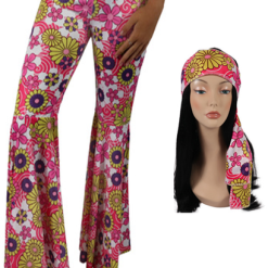 CARNIVAL PRODUCTS Pink Hippie Bellbottoms With Headband - One Size