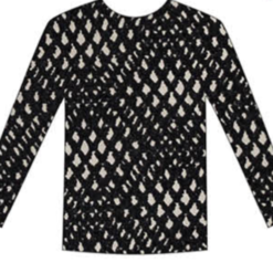 Long Sleeve Mesh Top - Black