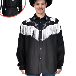 Adult Cowboy Shirt - Black Fringed