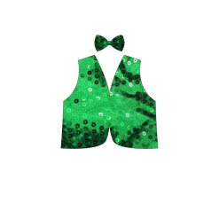 Adult Green Sequin Vest & Bow Tie Set