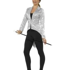 Silver Sequin Womens Tailcoat Jacket [Size: S (8-10)]