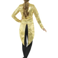Gold Sequin Womens Tailcoat Jacket [Size: S (8-10)] -Costume Themes Sales 21229