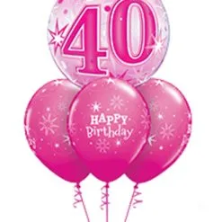 40th Birthday Pink Sparkle Bubble Semi Luxury Bouquet