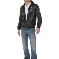 Top Gun Deluxe Brown Bomber Jacket [Size: XS]