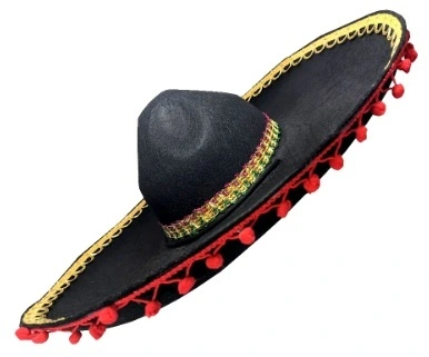 Mexican Sombrero With Pom Pom Trim 3 Mexican Sombrero With Pom Pom Trim