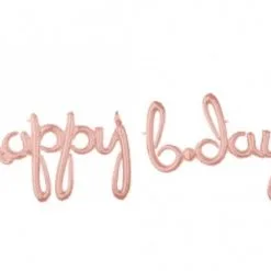 Anagram Happy B-Day Rose Gold Script Air-Fill Balloons