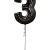 Megaloon Number 3 Foil Balloon [Colour: Black]