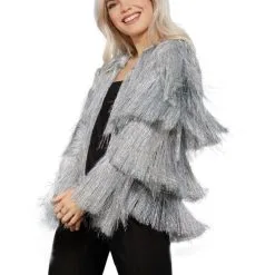 Fever Tinsel Festival Jacket - Silver [Size: S-M (8-14)]