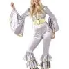 Silver Disco Jumpsuit Women's Costume -Costume Themes Sales 81157