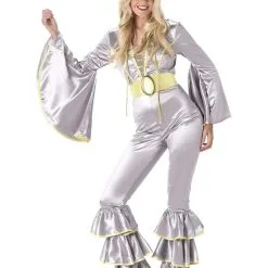 Silver Disco Jumpsuit Women's Costume