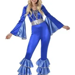 Blue Disco Jumpsuit Women's Costume [Size: S (8-10)]