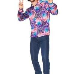 Hippie Boho Men's Shirt - Peacock Print [Size: XL]