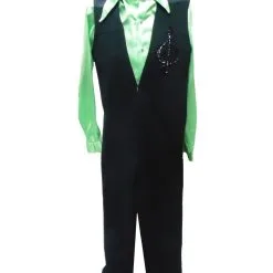 Abba 1970s Disco Jumpsuit - Black With Lime Shirt Hire Costume*