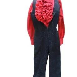 Abba 1970s Disco Jumpsuit - Black With Red Ruffle Shirt Hire Costume*