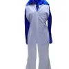 Abba 1970s Disco Jumpsuit - White With Blue Satin Shirt Hire Costume*
