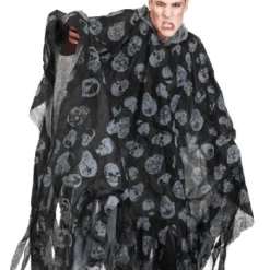 Graveyard Hooded Skull Print Cloak